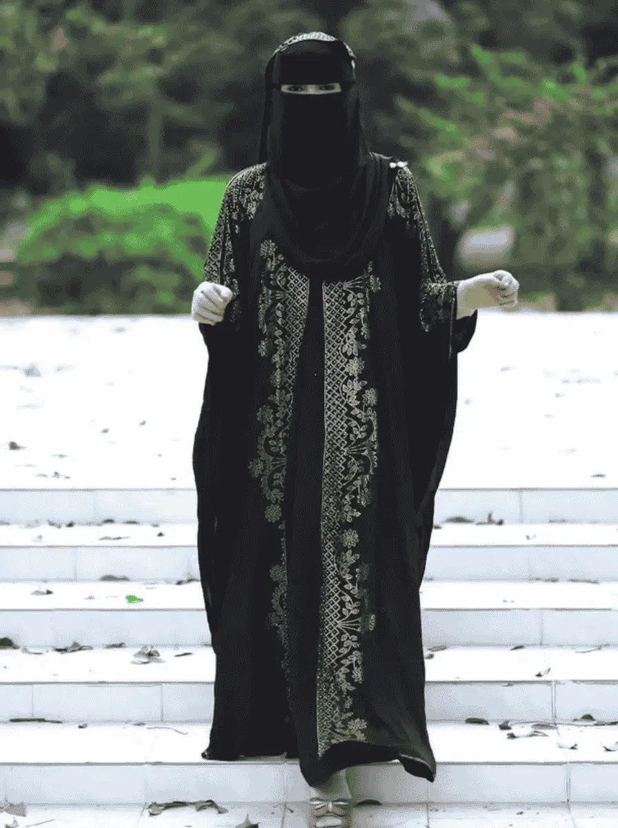 4 Parts Abaya Borka - Black
