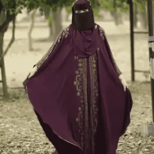 4 Parts Abaya Borka - Deep Maroon
